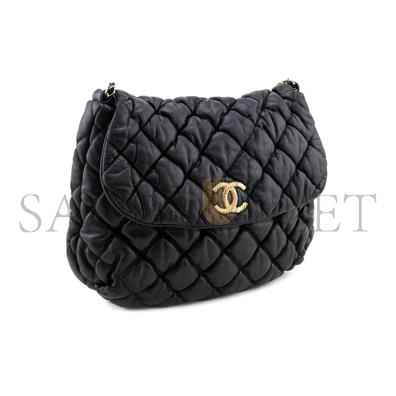 Ch*el bubble large quilted lambskin flap bag 129090 (38*20*10cm)